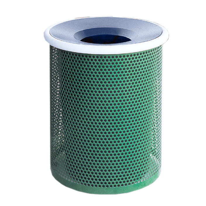 Poubelle en acier, Vert / Argent, 30, H 28 po x l 22 po x P 22 po