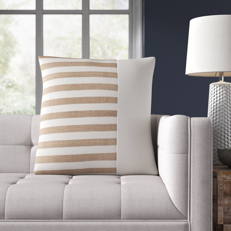 Hegg Striped Linen Reversible Throw Pillow, 22" x 22", Down