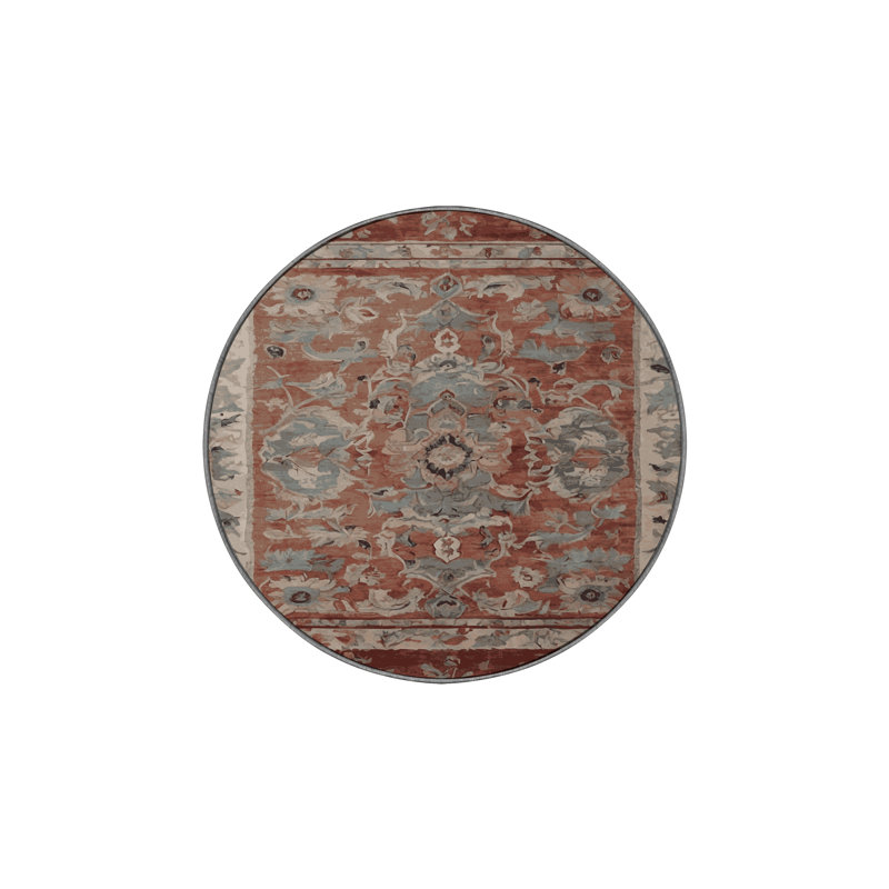 Tapis gris soyeux et moelleux, Rond 6 pi