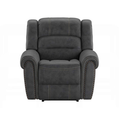 Gray Gliding Recliner with Easy Assembly and Traditional Style, Perfect for Comfort and Convenience in Any Living Space