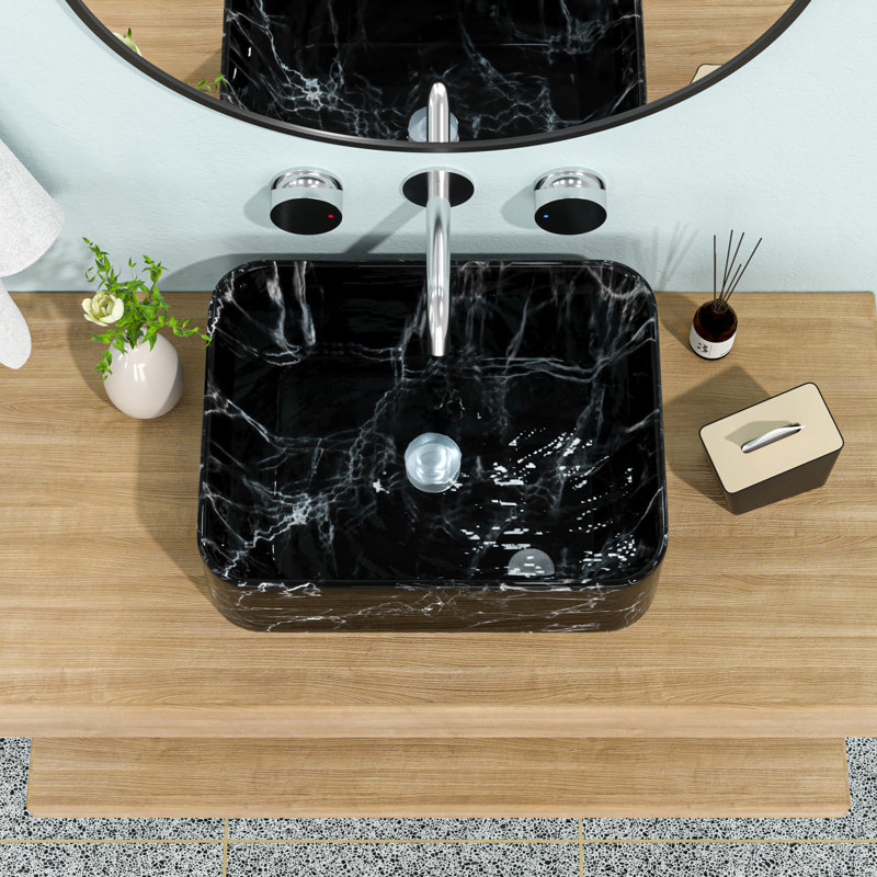 Lavabo de salle de bain en céramique de qualité 19 po x 15 po - moderne et élégant avec vasque blanche à finition à faible absorption d'eau pour un design contemporain Excellent taux de résistance aux taches