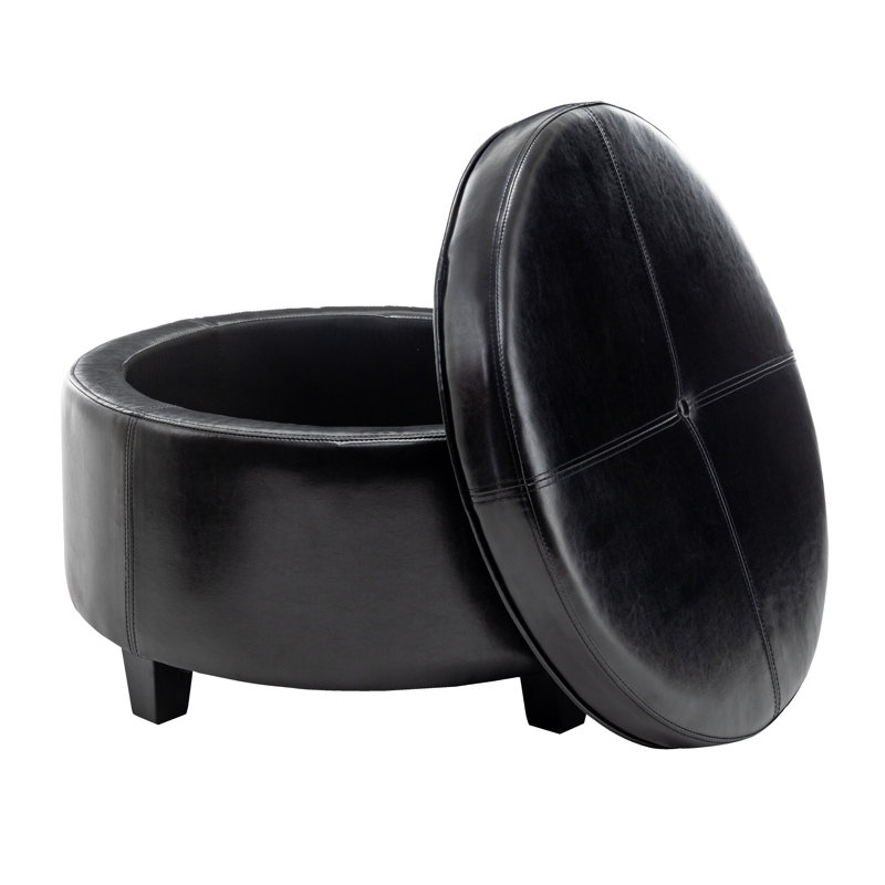 Repose-pieds avec rangement Canek, Similicuir noir