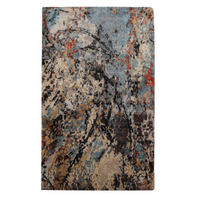 Tapis tibétain beige en laine noué à la main 3 x 5 LoomBloom
