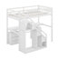 Structure de lit mezzanine simple avec escalier de rangement, bureau, commode à 2 tiroirs avec tiroir, DEL-1099629171