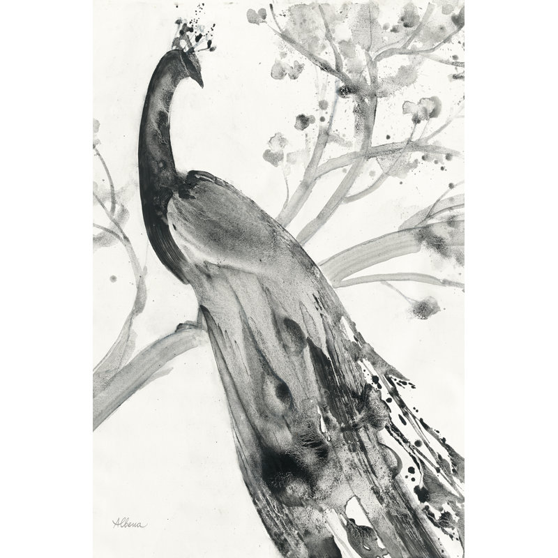 Majestic paon - peinture sur toile à cadre unique, Non, Toile avec cadre noyer, H 18 po x l 12 po x P 1,25 po