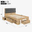 Natural Oak Effect Wooden Bed with 3 Drawers & LED Reading Light-1841214112
