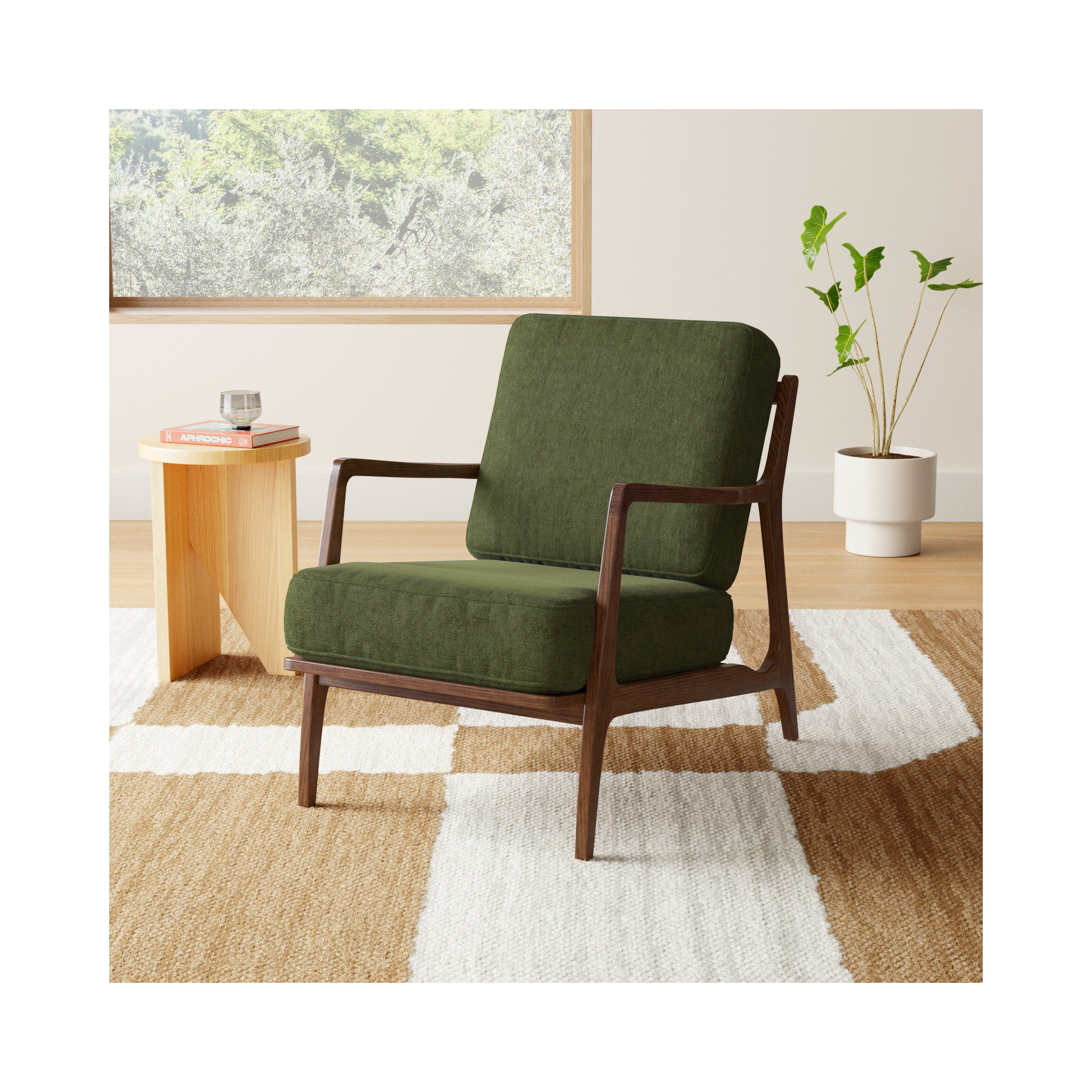 Verity Fabric Upholstered Lounge Armchair, Distressed Green Velvet