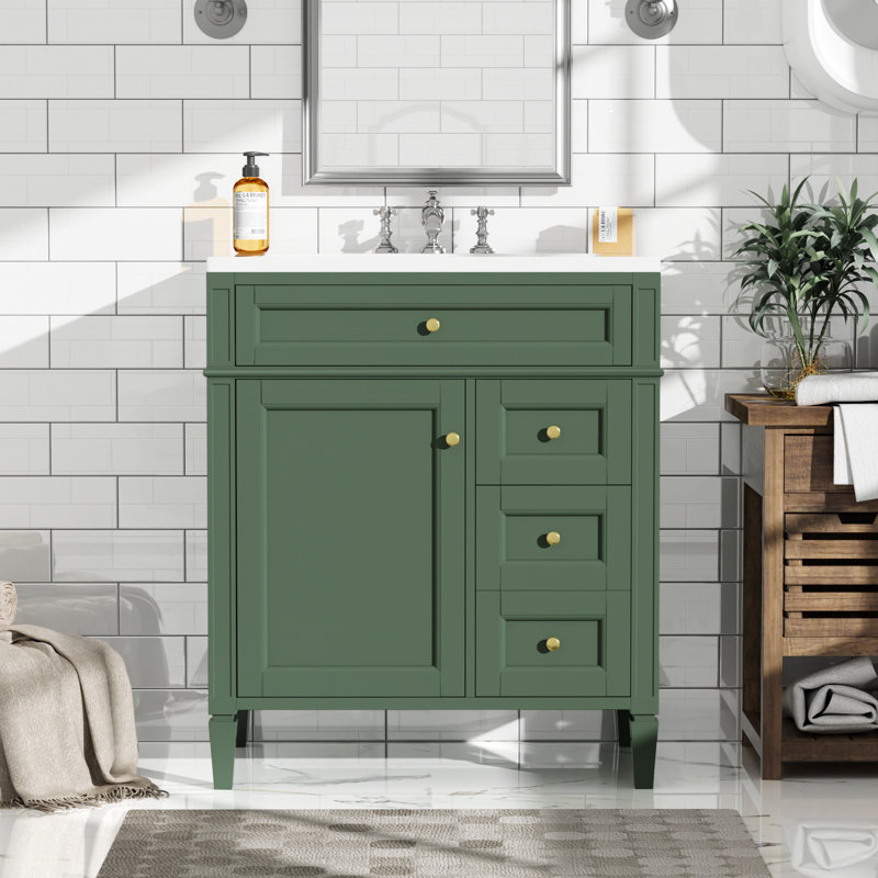 Meuble-lavabo de 30 po avec lavabo supérieur, Vert
