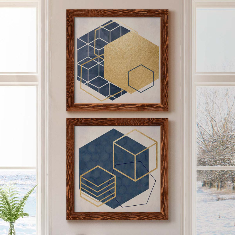 Geo I - impression de 2 pièces, Toile avec cadre érable, H 17 po x l 34 po x P 1,5 po