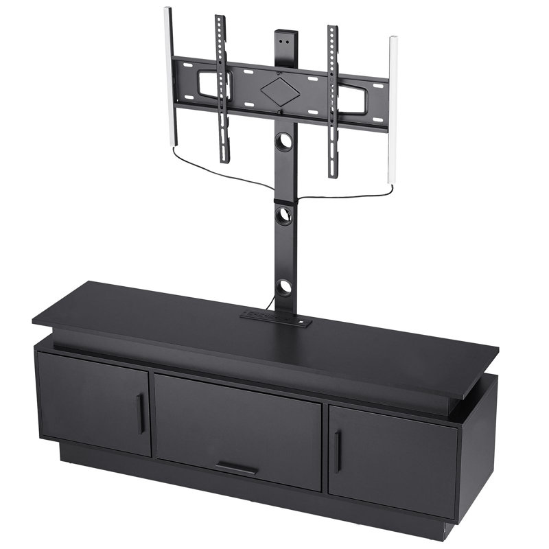 Meuble télé avec support 1 pièce 60 po foncé avec lumières DEL et 3 niveaux