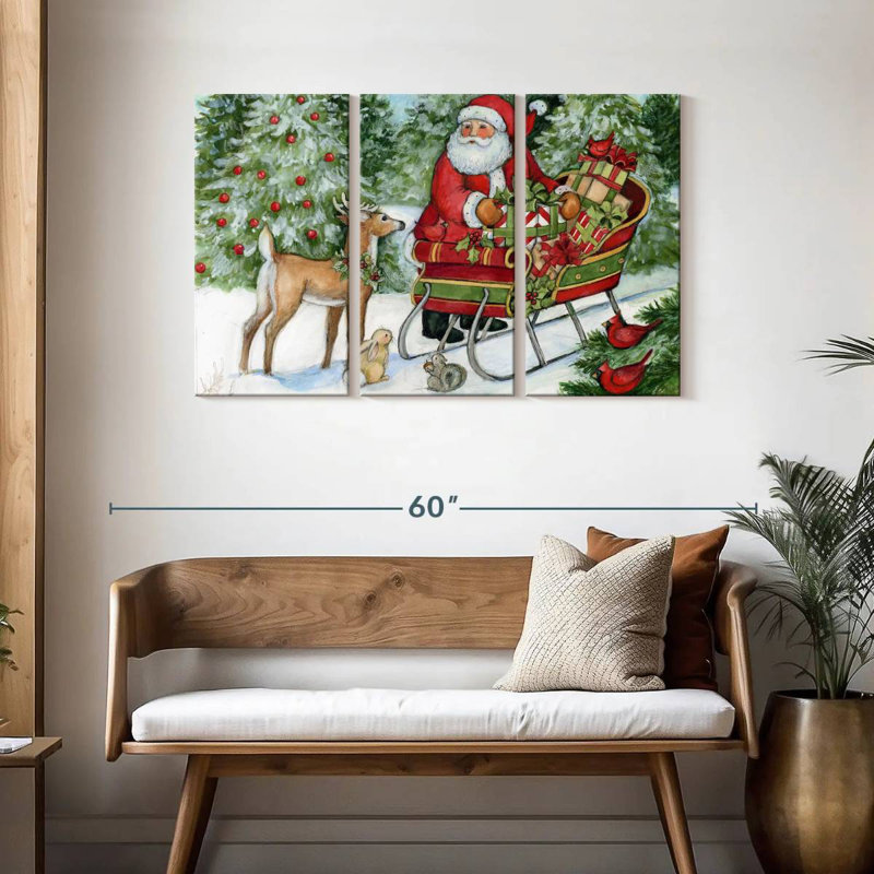 Père Noël et traîneau Woodland, H 28 po x l 45 po