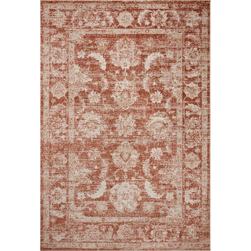 Tapis rouille / ivoire Adrianus Loloi II Odette, Rond 5 pi 3 po