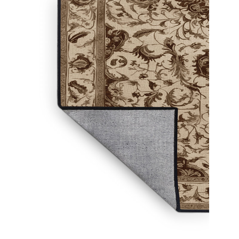 Tapis brun français lavable à la machine, Rond 7 pi