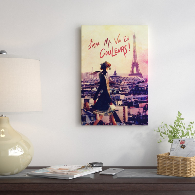 " Parisian Walk " by 5by5collective, 26" H x 18" W x 1.5" D, Black Framed Canvas, No Matte
