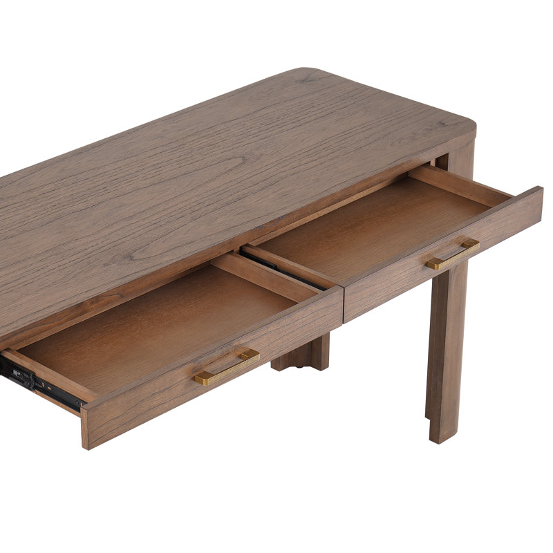 Trevin Wooden Writing Desk With Drawer, 30" H x 60" W x 21" D, Walnut