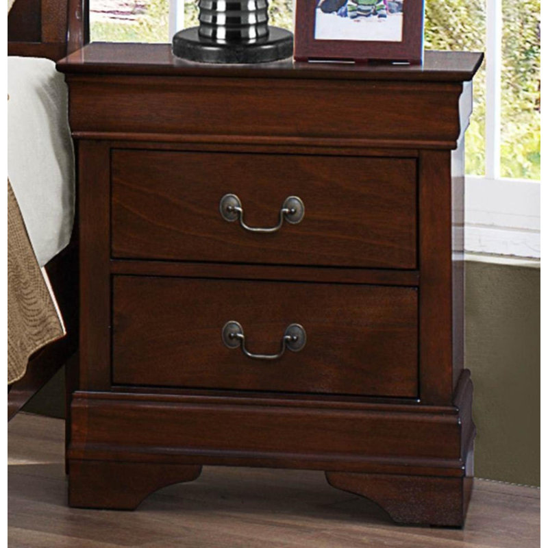 Kolbeinn Traditional Design Nightstand 1Pc Antique Drop Handles Drawers Bed Side Table Bedroom Furniture, Brown