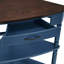 Petite table d'angle à 3 niveaux pour les espaces, pieds en bois massif de 33,8 po de long, finition bleu marine, plantes de rangement et objets de collection, surface imperméable, pas de trous de vis exposés