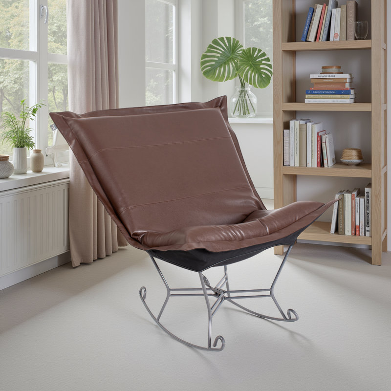 Azaria Metal Rocking Chair, Pecan