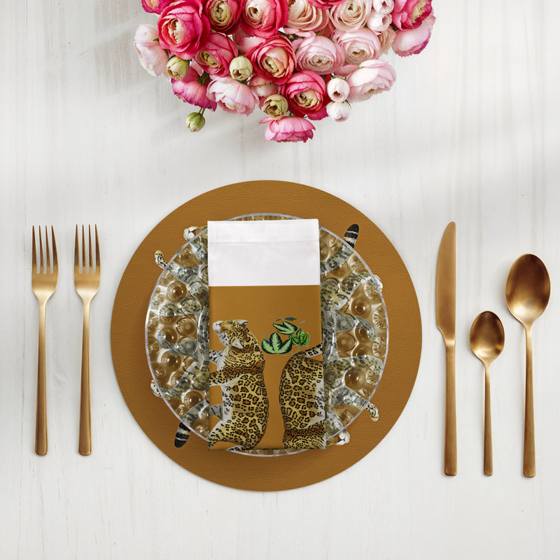 Leopard Seeing Double Cotton Sateen Dinner Napkins, Safri
