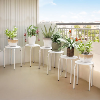 Patio Plastic Portable Stacking Chairs(Set Of 6)