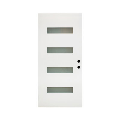 Durable Exterior Doors, 36 x 80 Fiberglass 4 Lite Modern Home Entry