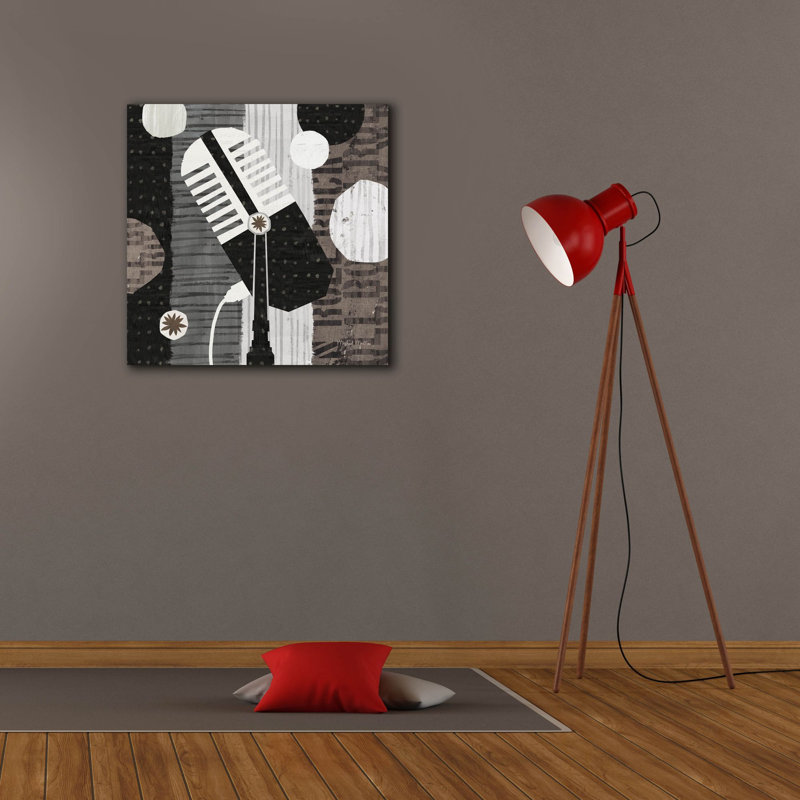 «Rock N Roll Mic Neutral» par Michael Mullan, art mural sur toile, H 26 po x l 26 po x P 1,5 po