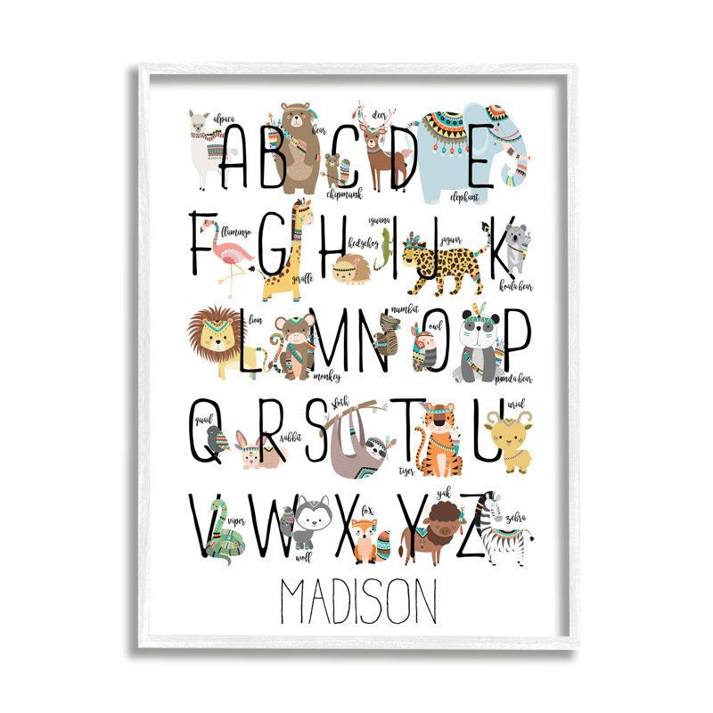 Art mural personnalisé à motif d'alphabet cmw-004, H 20 po x l 16 po, Toile tendue, Oui
