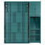 Lit escamotable mural simple avec bibliothèque, armoire supérieure, bureau extensible et rangement latéral, bleu sarcelle-334265206