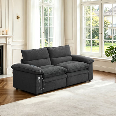 Upholstered 82 " Chenille Sofa Bed Reclining