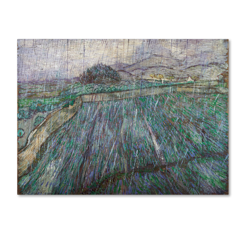 Vincent Van Gogh Rain Abstract Landscape Canvas Print, 14x19