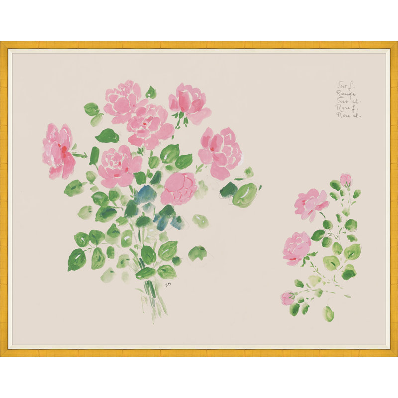 Rose Bouquet Print by Paule Marrot, Gold Framed, 43" H x 54" W x 1.25" D
