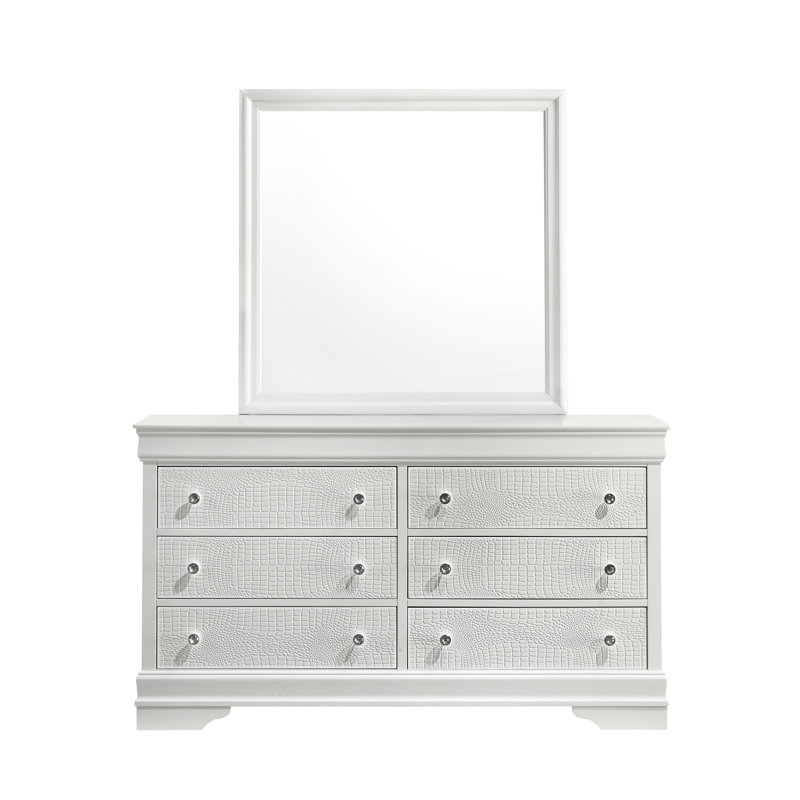 Miroir de style moderne Blaze en bois (seulement miroir), Blanc