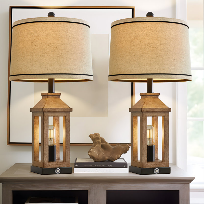 Roza 23.75" Retro Lamp Set, Suitable for Living Room, Study Room, Bedroom and Bedside