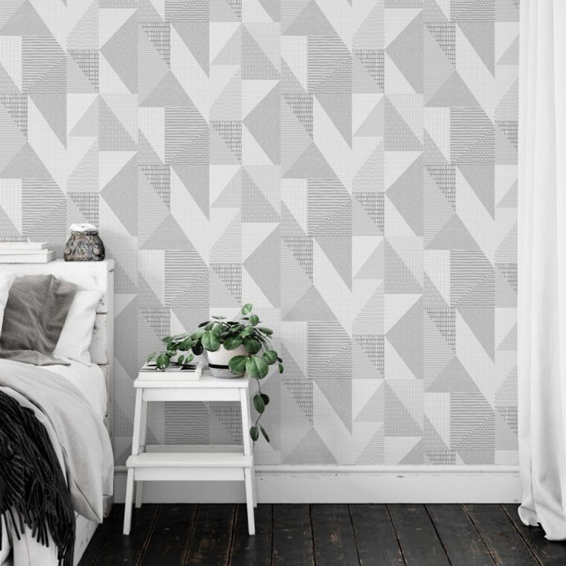 Delphos 10.05cm x 53cm Wallpaper Roll, Grey