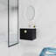 Meuble-lavabo de salle de bain 24 po - Châtaignier noir, fixation murale, optimisation de l'espace avec lavabo, finition châtaignier, design moderne, rangement à 2 portes, lavabo en céramique, poignée en métal durable-878272734