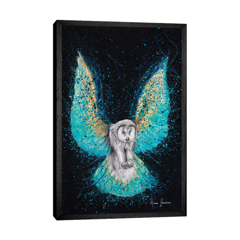 Illuminated Night Owl by Ashvin Harrison - Print on Canvas, Black Framed, 152.5 cm H x 101.5 cm W