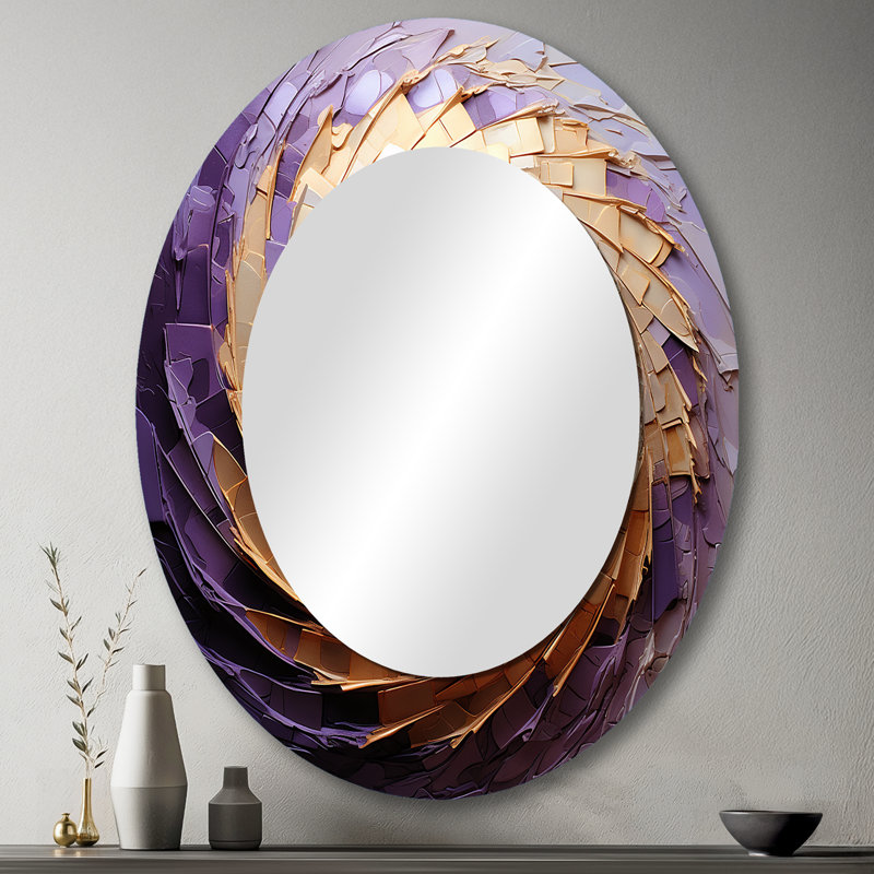 Miroir mural beige minimaliste en spirale Minimalisme, 43 po x 33 po