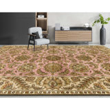 Hand Knotted Wool Oriental Area Rug in Rose And Cream