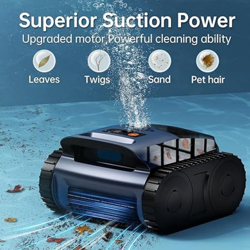 Pool Vacuum for Inground Pools,Robotic Pool Cleaner for Floor/Wall Climbing/Waterline Cleaning, Dual-Motor System Powerful Suction,Extended 180-Min Runtime for Pools up to 2100 Sq.Ft