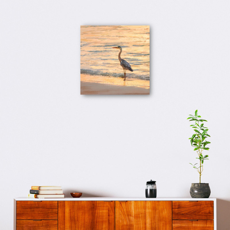 Reproduction d'art sur toile Night Light Heron par Studio Arts, Toile tendue, H 12 po x l 12 po x P 1,5 po