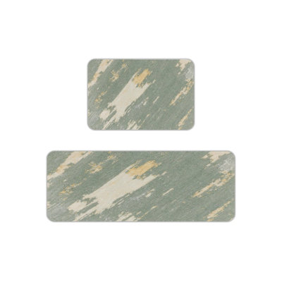 Sage Green Abstract Kitchen Rugs Set of 2, Washable Floor Mats for Living Room & Kitchen, Modern Minimalist Home Decor