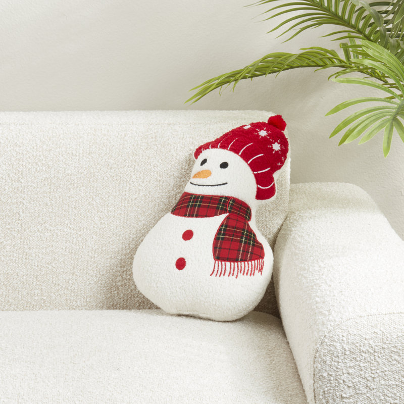Cheerful Snowman Pillow with Soft Poly Fill