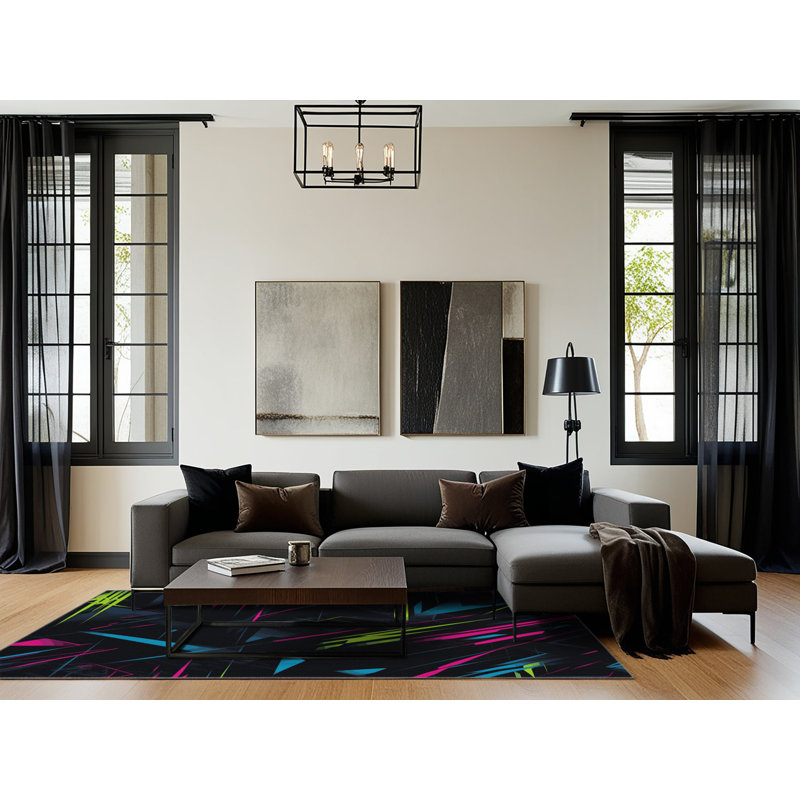 Neon Splinter Rug, Rectangle 3' x 5'
