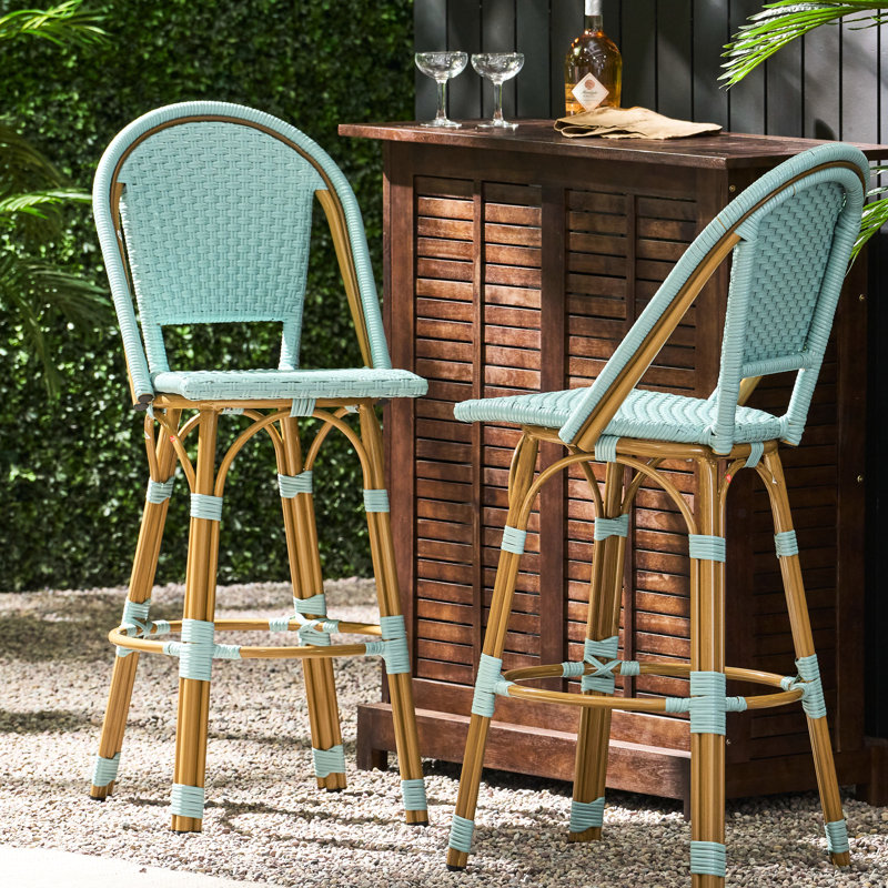Sièges de jardin d'extérieur français de 29,5 po, sarcelle, rouille, pour événement 29,5 po, finition et aluminium, sièges de jardin