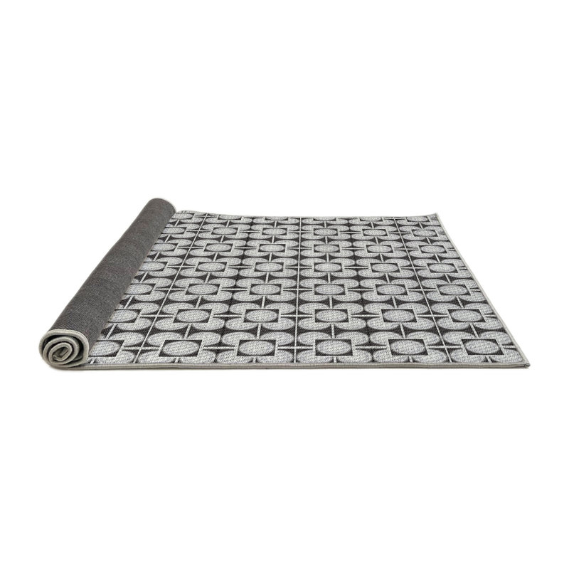 Tapis noir/blanc cassé tissé à la machine, Rond 5 pi