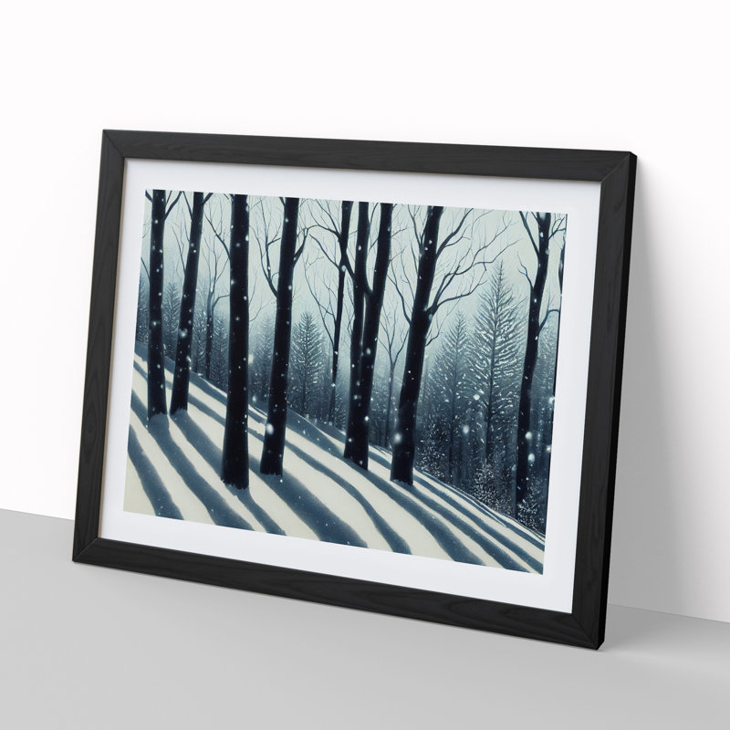 A Bright Winter Forest - Single Picture Frame Print, 34cm H x 46cm W x 2cm D, Black
