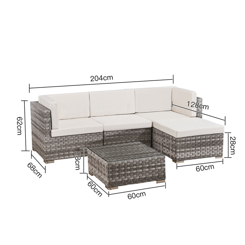 Dettle 4 Seater Rattan Sofa Set