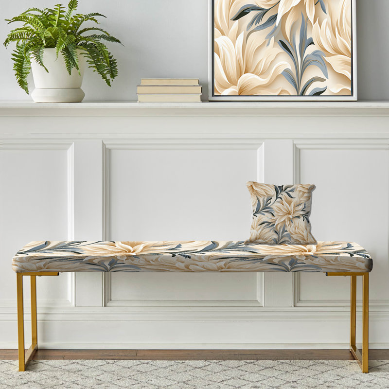 Banc rembourré or, Driftwood Elegance Tropical Pattern
