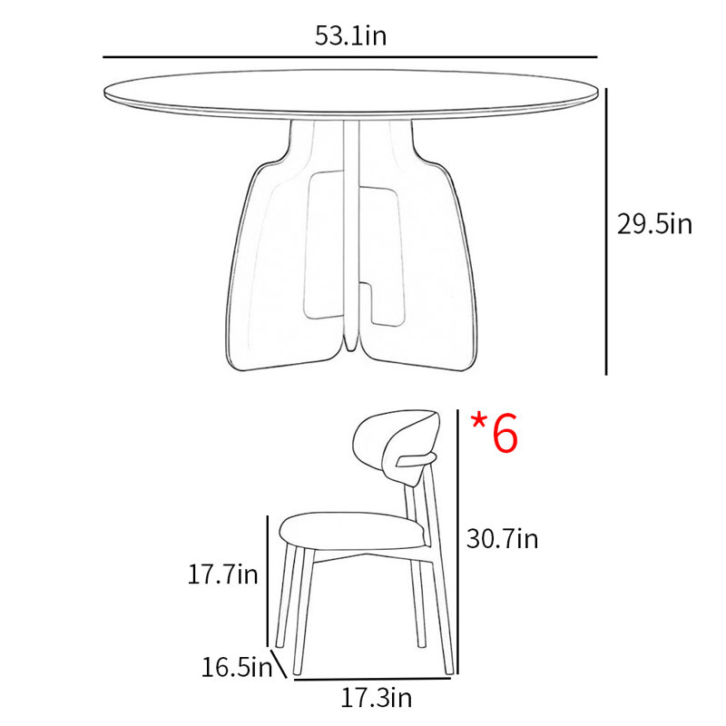 Ensembles de table de salle à manger de style familial minimaliste, H 29,5 po x L 53,1 po x l 53,1 po