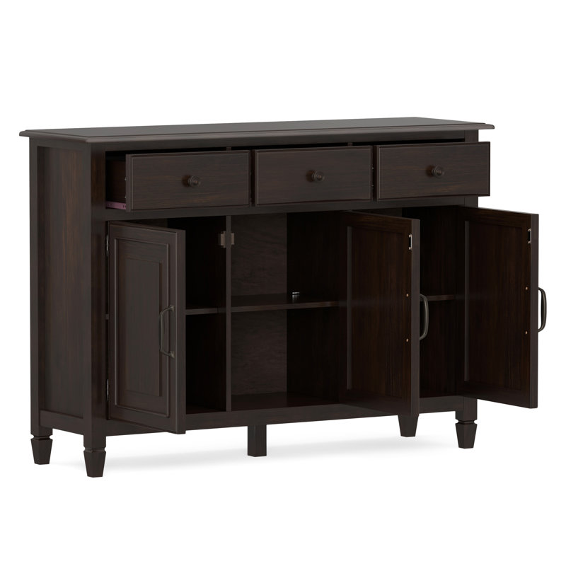 Armoire de rangement en bois massif 51 po à 3 tablettes avec 3 tiroirs de rangement Connaught, Brun